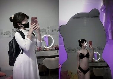 Chịch em Thu Hiền áo dài body siêu phẩm